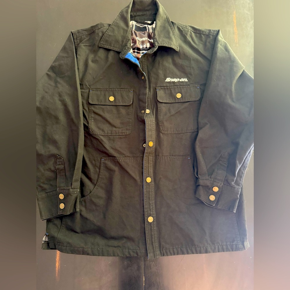 Snap On Black Men's Flannel Lines Jacket Lg